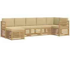 Lauko sofos komplektas 7 pcs Balta ir kreminė