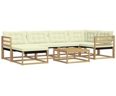 Lauko sofos komplektas 7 pcs Balta ir kreminė 79 x 79 x 37 cm