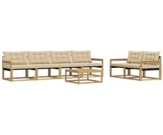 Lauko sofos komplektas 7 pcs Balta ir kreminė 79 x 79 x 37 cm