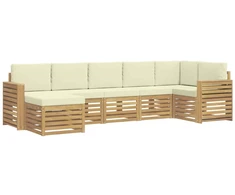Lauko sofos komplektas 7 pcs Balta ir kreminė