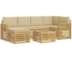 Lauko sofos komplektas 7 pcs Balta ir kreminė 59 x 59 x 37 cm