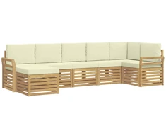 Lauko sofos komplektas 7 pcs Balta ir kreminė