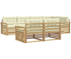 Lauko sofos komplektas 7 pcs Balta ir kreminė