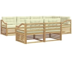 Lauko sofos komplektas 7 pcs Balta ir kreminė Poliesteris