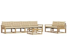 Lauko sofos komplektas 7 pcs Balta ir kreminė