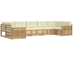 Lauko sofos komplektas 7 pcs Balta ir kreminė
