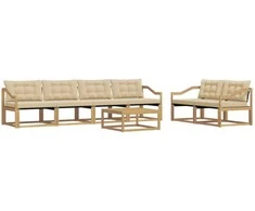Lauko sofos komplektas 7 pcs Balta ir kreminė 79 x 79 x 37 cm