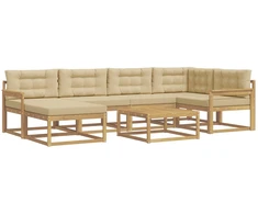 Lauko sofos komplektas 7 pcs Balta ir kreminė