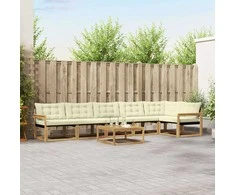 Lauko sofos komplektas 7 pcs Balta ir kreminė 79 x 79 x 37 cm