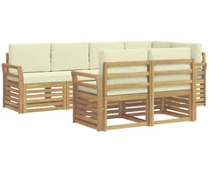 Lauko sofos komplektas 7 pcs Balta ir kreminė