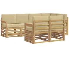 Lauko sofos komplektas 7 pcs Balta ir kreminė