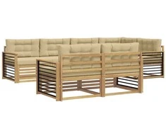 Lauko sofos komplektas 7 pcs Balta ir kreminė Poliesteris