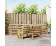 Lauko sofos komplektas 7 pcs Balta ir kreminė Poliesteris