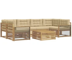 Lauko sofos komplektas 7 pcs Balta ir kreminė Poliesteris