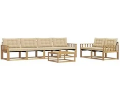 Lauko sofos komplektas 7 pcs Balta ir kreminė 79 x 79 x 37 cm