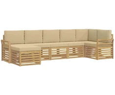 Lauko sofos komplektas 7 pcs Balta ir kreminė