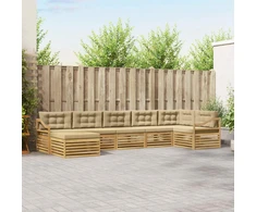 Lauko sofos komplektas 7 pcs Balta ir kreminė