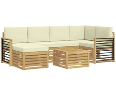 Lauko sofos komplektas 7 pcs Balta ir kreminė Poliesteris