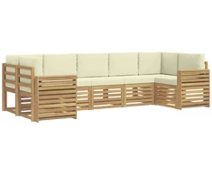 Lauko sofos komplektas 7 pcs Balta ir kreminė