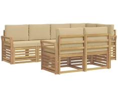 Lauko sofos komplektas 7 pcs Balta ir kreminė