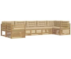 Lauko sofos komplektas 7 pcs Balta ir kreminė Poliesteris
