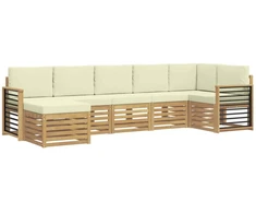 Lauko sofos komplektas 7 pcs Balta ir kreminė