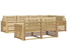 Lauko sofos komplektas 7 pcs Balta ir kreminė