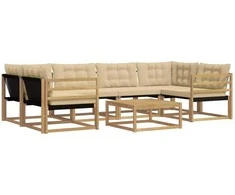 Lauko sofos komplektas 7 pcs Balta ir kreminė 79 x 79 x 37 cm