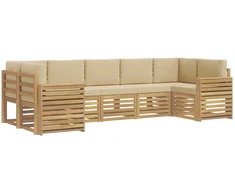 Lauko sofos komplektas 7 pcs Balta ir kreminė