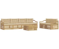 Lauko sofos komplektas 7 pcs Balta ir kreminė Poliesteris