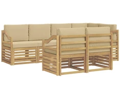 Lauko sofos komplektas 7 pcs Balta ir kreminė