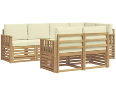 Lauko sofos komplektas 7 pcs Balta ir kreminė