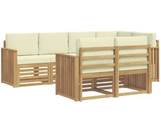 Lauko sofos komplektas 7 pcs Balta ir kreminė