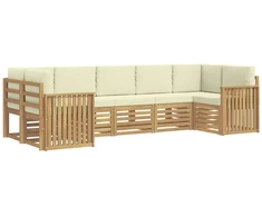 Lauko sofos komplektas 7 pcs Balta ir kreminė
