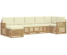 Lauko sofos komplektas 7 pcs Balta ir kreminė