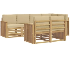 Lauko sofos komplektas 7 pcs Balta ir kreminė