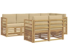 Lauko sofos komplektas 7 pcs Balta ir kreminė