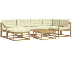 Lauko sofos komplektas 7 pcs Balta ir kreminė