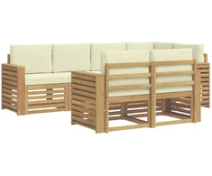 Lauko sofos komplektas 7 pcs Balta ir kreminė