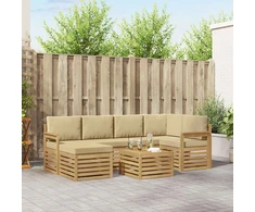Lauko sofos komplektas 7 pcs Balta ir kreminė 59 x 59 x 37 cm