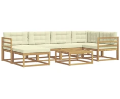 Lauko sofos komplektas 7 pcs Balta ir kreminė