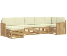 Lauko sofos komplektas 7 pcs Balta ir kreminė