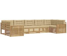 Lauko sofos komplektas 7 pcs Balta ir kreminė