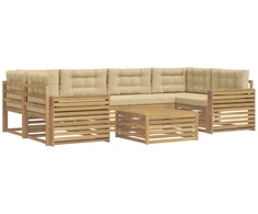 Lauko sofos komplektas 7 pcs Balta ir kreminė