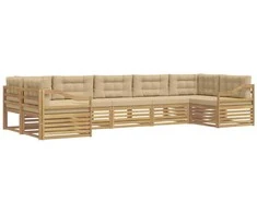 Lauko sofos komplektas 7 pcs Balta ir kreminė Poliesteris