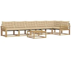 Lauko sofos komplektas 7 pcs Balta ir kreminė 79 x 79 x 37 cm