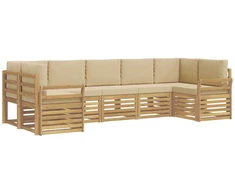 Lauko sofos komplektas 7 pcs Balta ir kreminė