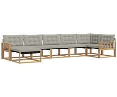 Lauko sofos komplektas 7 pcs Balta ir šviesiai pilka