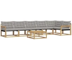 Lauko sofos komplektas 7 pcs Balta ir šviesiai pilka