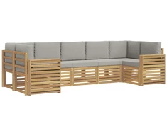 Lauko sofos komplektas 7 pcs Balta ir šviesiai pilka